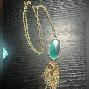 Kendra Scott Tassel Necklace Green Stone Gold Tone w/ Dust Bag & Care Card